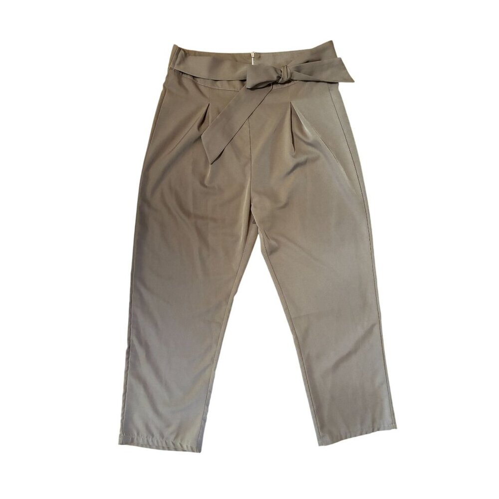 High-Waisted Light Mauve Tie-Waist Trousers By Shein XL Women's Size 12